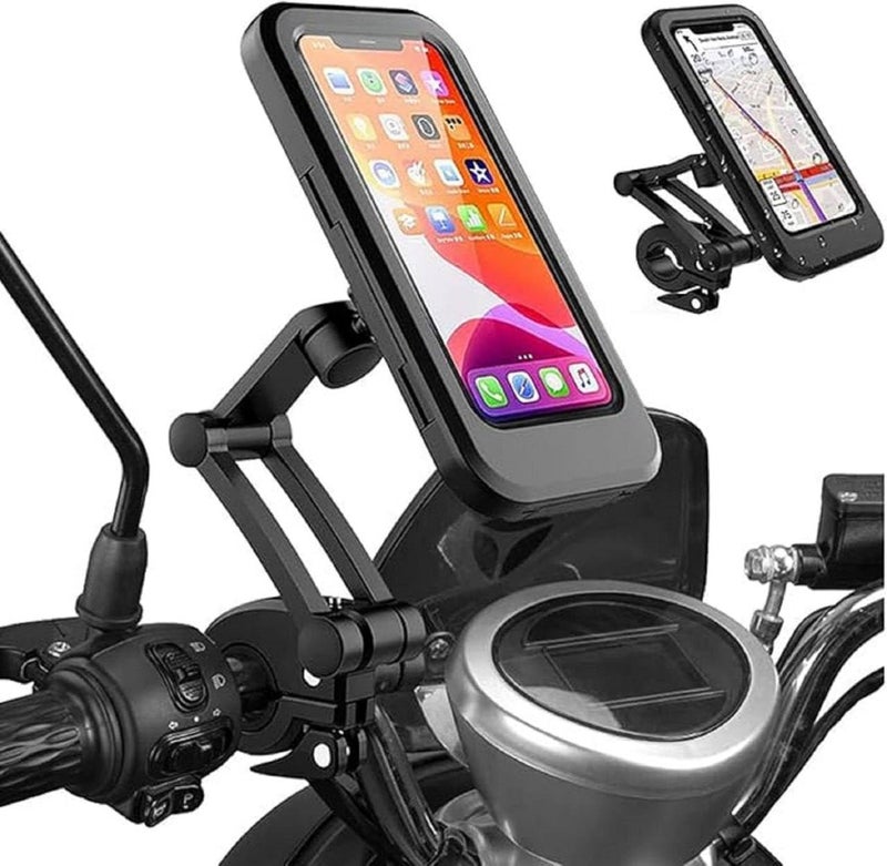 DS ENTERPRISE Bike/Scooty Mobile Stand, Waterproof Cell Phone Mount Holder, Universal Bike-Cycle Handlebar Sensitive Touch Screen, Fit 4-7.2 Inches All Smartphones Adjustable 360° Rotation Phone Case with TPU - Image 1