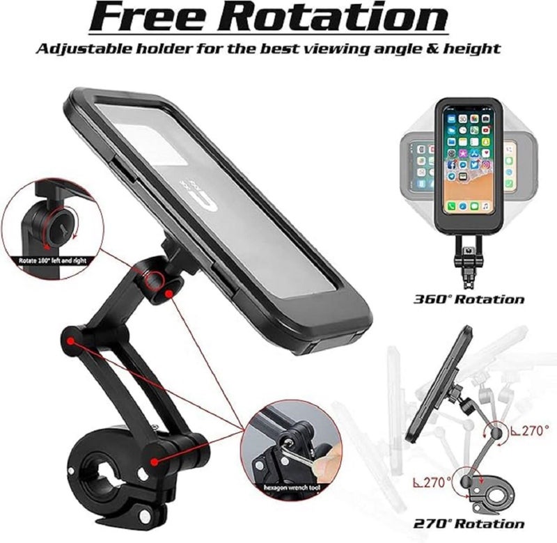 DS ENTERPRISE Bike/Scooty Mobile Stand, Waterproof Cell Phone Mount Holder, Universal Bike-Cycle Handlebar Sensitive Touch Screen, Fit 4-7.2 Inches All Smartphones Adjustable 360° Rotation Phone Case with TPU - Image 2