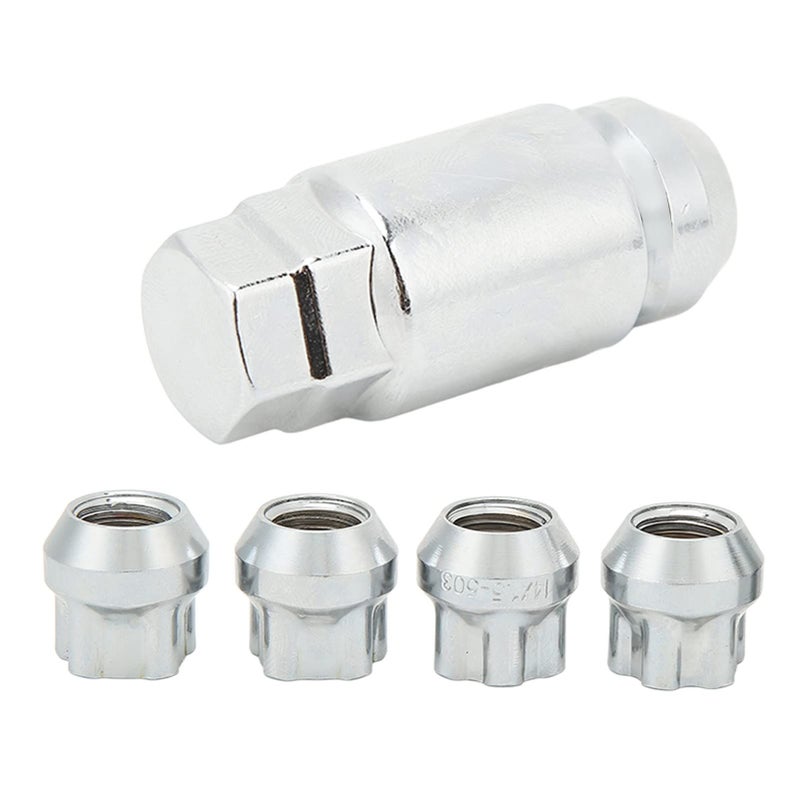 Stainless Steel Wheel Lock Kit Cone Seat Lug Nuts Set Security Key 20 Inch - Image 3