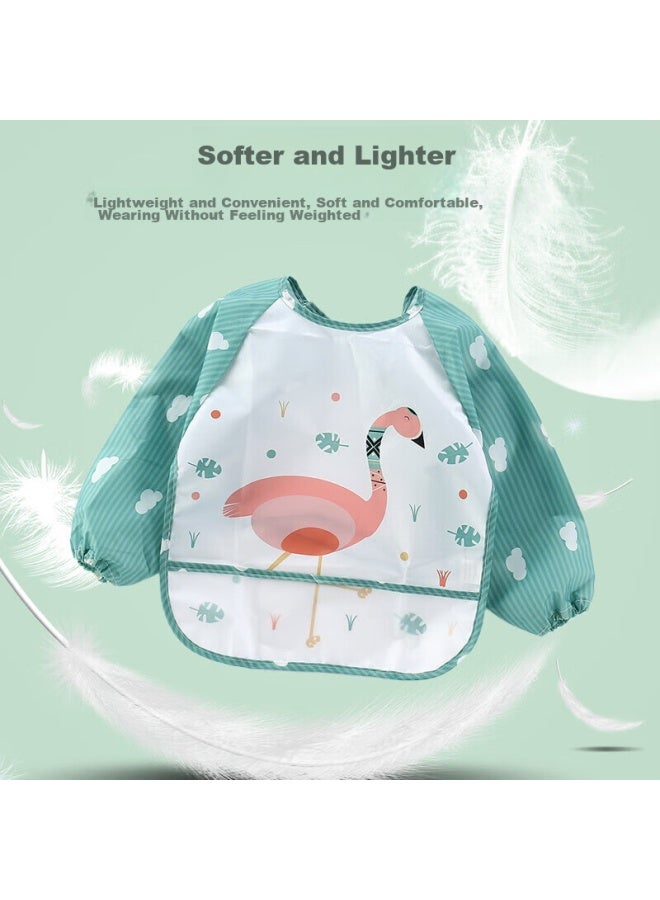 9i9 Baby Eating Smock Long Sleeve 2-piece Set, Waterproof Infant Children's Bib, Reverse Wear A, A404 Lion Bear - Image 2