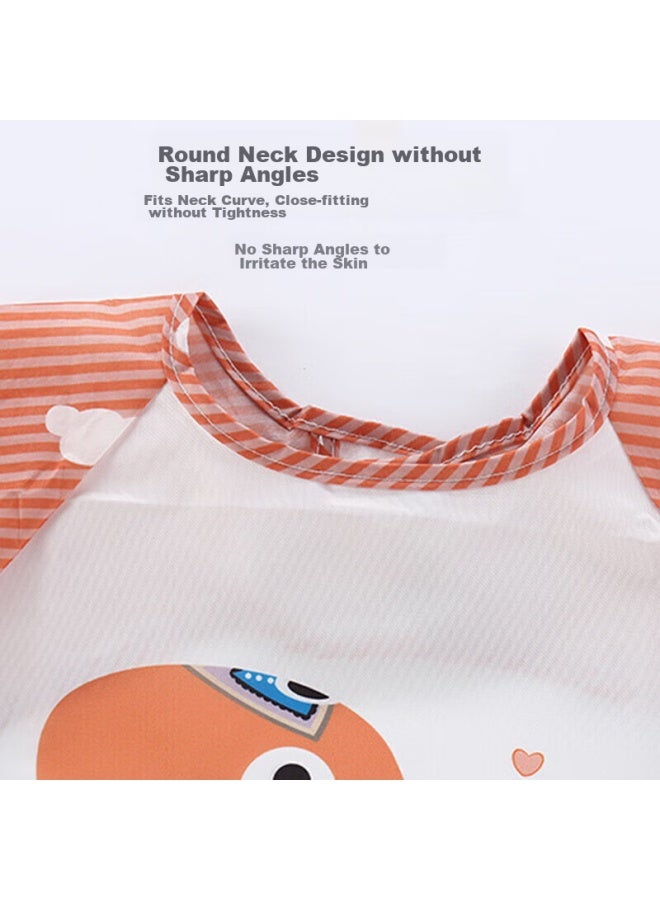 9i9 Baby Eating Smock Long Sleeve 2-piece Set, Waterproof Infant Children's Bib, Reverse Wear A, A404 Lion Bear - Image 5