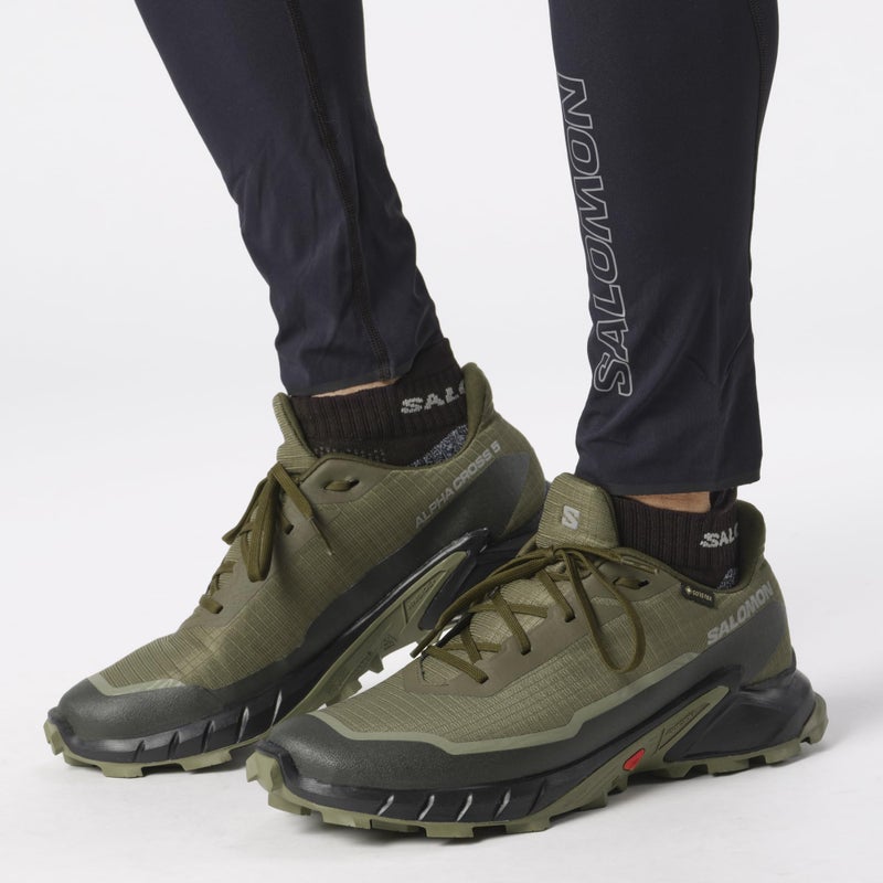 Salomon Menâ€™s Alphacross 5 Gore-Tex, Waterproof Trail Running Shoes - Olive Night/Black/Deep Lichen Green - 10 Medium - Image 2