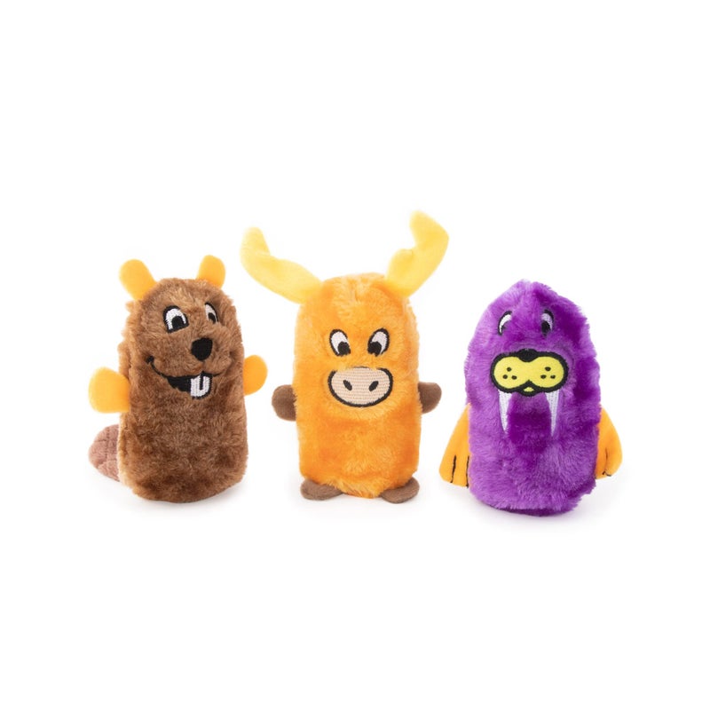 ZippyPaws Squeakie Buddies No Stuffing Dog Toys to Keep Them Busy For Small Medium Dogs Squeaky Pet Toys for Boredom Unstuffed Chew Toy Soft Plush Puppy Product Beaver Moose Walrus 3Pack - Image 2