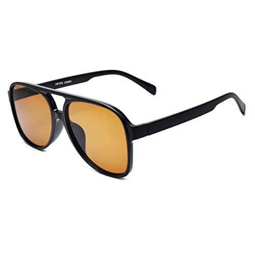 Peter Jones i Black Frame Brown Transparent Lenses IUV Protected Men & Women I Large Aviator Sunglasses I Day/Night (98061TB) - Image 3