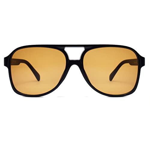 Peter Jones i Black Frame Brown Transparent Lenses IUV Protected Men & Women I Large Aviator Sunglasses I Day/Night (98061TB) - Image 1