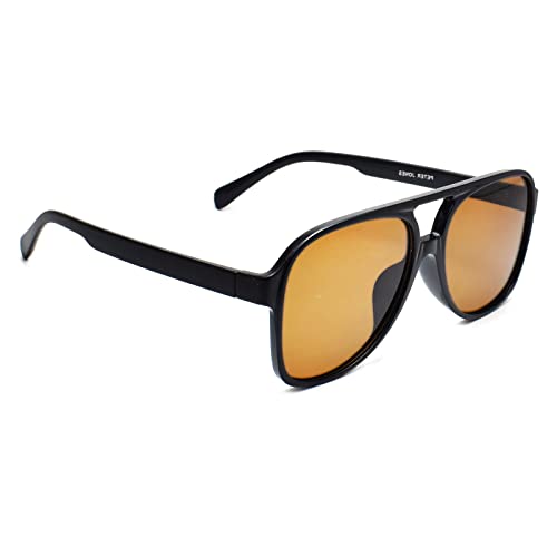 Peter Jones i Black Frame Brown Transparent Lenses IUV Protected Men & Women I Large Aviator Sunglasses I Day/Night (98061TB) - Image 2