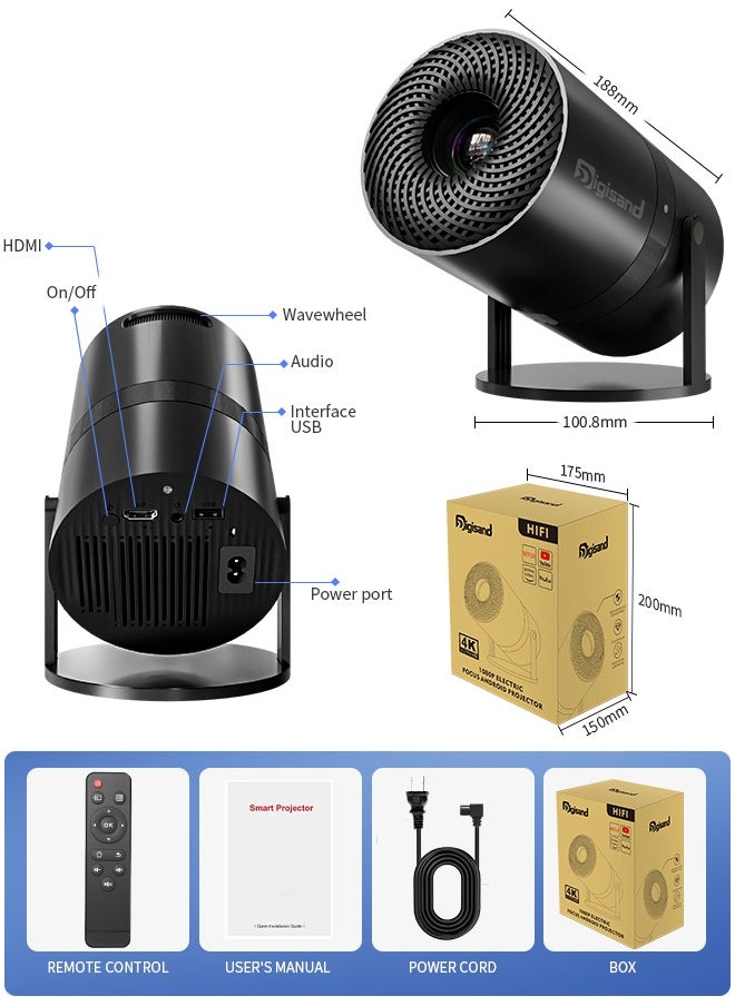 Mini Projector with WiFi 6 and Bluetooth, Auto Keystone Outdoor Movie Projector, 180°Adjustable Big Screen Home Portable Projector for Phone/TV Stick/Laptop/HDMI - pzsku/Z7BD39DBA83298195EC65Z/45/1741317533/407e64ac-ddf5-4979-a1ac-d516d46735c3