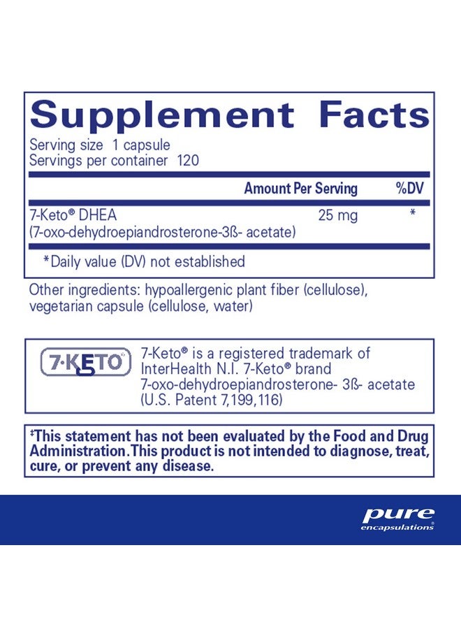 Pure Encapsulations 7-Keto DHEA 25 mg | Unique DHEA Metabolite Supplement to Support Thermogenesis* | 120 Capsules - Image 2