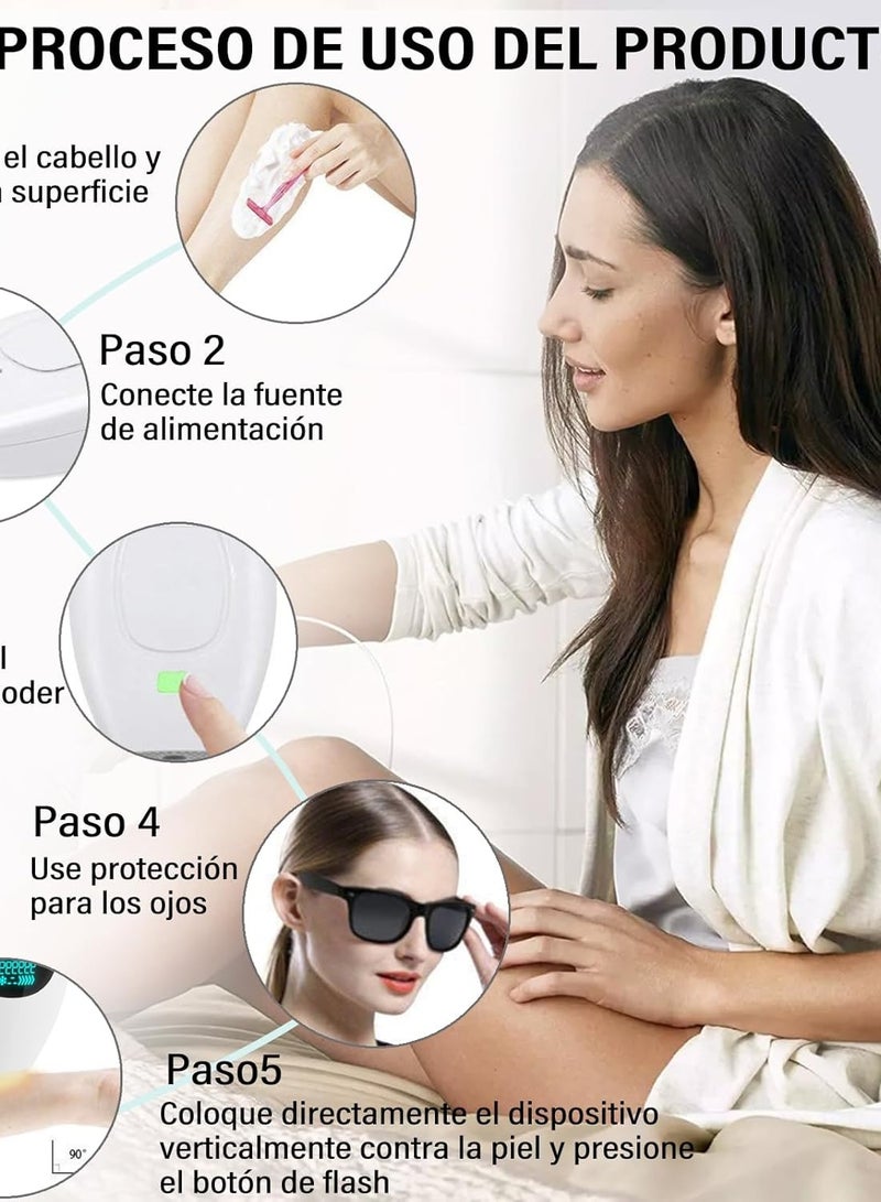 MNGKJHL IPL Hair Removal Device, 999,999 Flashes Professional Painless Hair Removal with Glasses and Shaver, for Face, Bikini Line, Legs, Armpits - Image 5