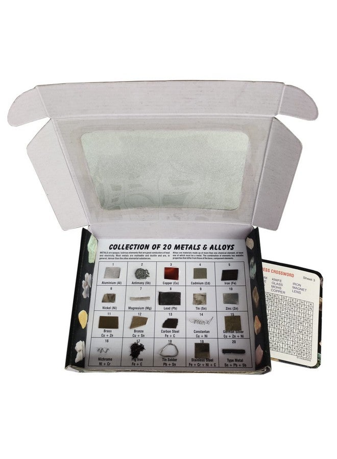 روكسمينز مجموعة سبائك ROCKSMINS MA20WM (مجموعة من 20 قطعة معدنية وسبائك 10+10) لعينات تعليمية لأنشطة الجيولوجيا وعلوم الأرض والذاكرة ألعاب تعليمية رائعة للأطفال في مجالات العلوم والتكنولوجيا والهندسة والرياضيات مع بطاقة نشاط مجانية - Image 1