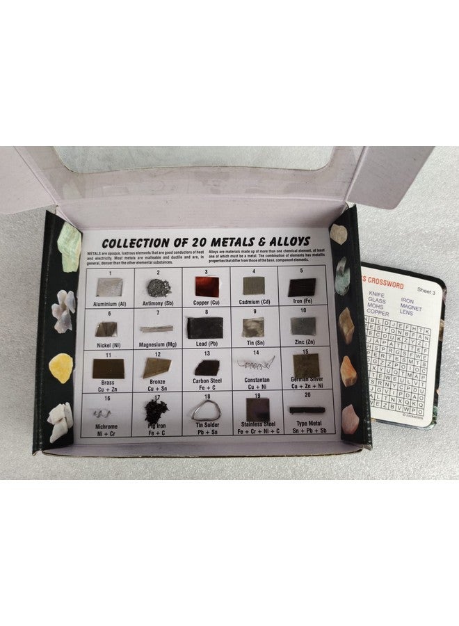 روكسمينز مجموعة سبائك ROCKSMINS MA20WM (مجموعة من 20 قطعة معدنية وسبائك 10+10) لعينات تعليمية لأنشطة الجيولوجيا وعلوم الأرض والذاكرة ألعاب تعليمية رائعة للأطفال في مجالات العلوم والتكنولوجيا والهندسة والرياضيات مع بطاقة نشاط مجانية - Image 2