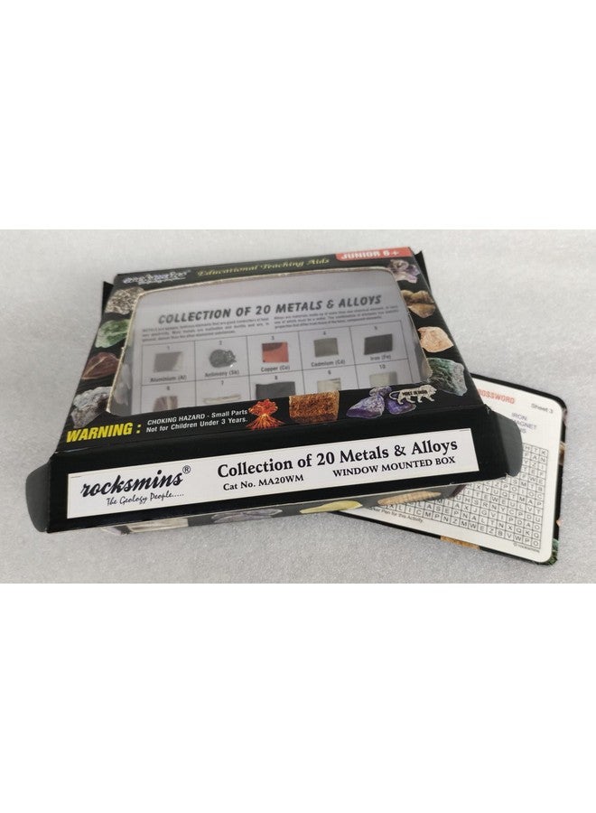 روكسمينز مجموعة سبائك ROCKSMINS MA20WM (مجموعة من 20 قطعة معدنية وسبائك 10+10) لعينات تعليمية لأنشطة الجيولوجيا وعلوم الأرض والذاكرة ألعاب تعليمية رائعة للأطفال في مجالات العلوم والتكنولوجيا والهندسة والرياضيات مع بطاقة نشاط مجانية - Image 3