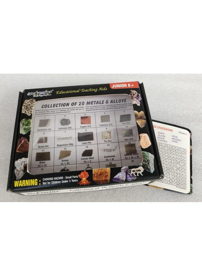 روكسمينز مجموعة سبائك ROCKSMINS MA20WM (مجموعة من 20 قطعة معدنية وسبائك 10+10) لعينات تعليمية لأنشطة الجيولوجيا وعلوم الأرض والذاكرة ألعاب تعليمية رائعة للأطفال في مجالات العلوم والتكنولوجيا والهندسة والرياضيات مع بطاقة نشاط مجانية - Image 4