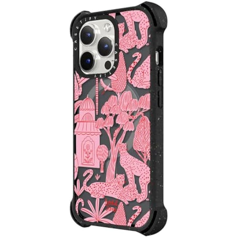 Casetify Bounce Case for iPhone 15 Pro 【6X Military Grade Drop Tested / 21.3ft Drop Protection/Compatible with Magsafe】 - Cheetah Paradise Pink - Triple Black - Image 4