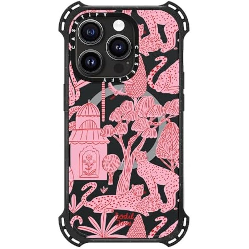 Casetify Bounce Case for iPhone 15 Pro 【6X Military Grade Drop Tested / 21.3ft Drop Protection/Compatible with Magsafe】 - Cheetah Paradise Pink - Triple Black - Image 3