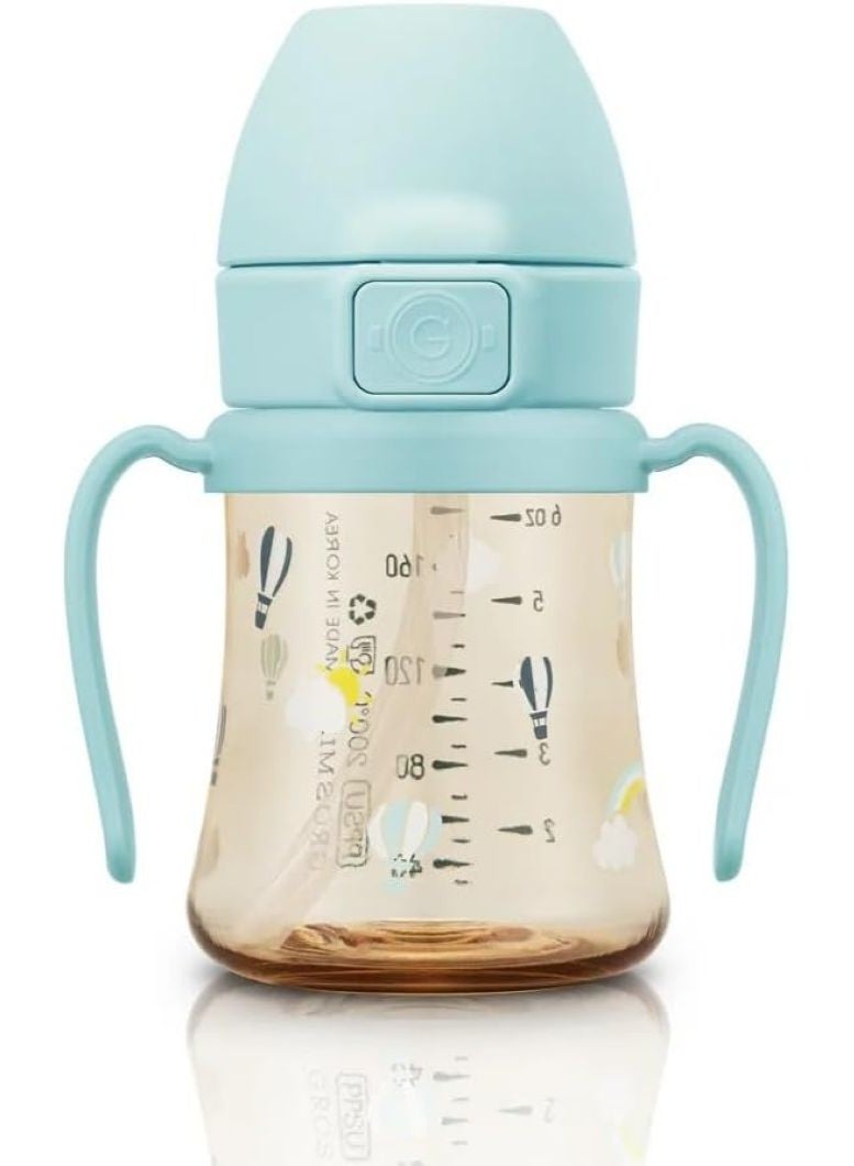 GROSMIMI Flip Top Spill Proof Sippy Cup, PPSU, BPA Free, 6 oz, Stage 2 Straw for Toddlers (Air balloon) - Image 3