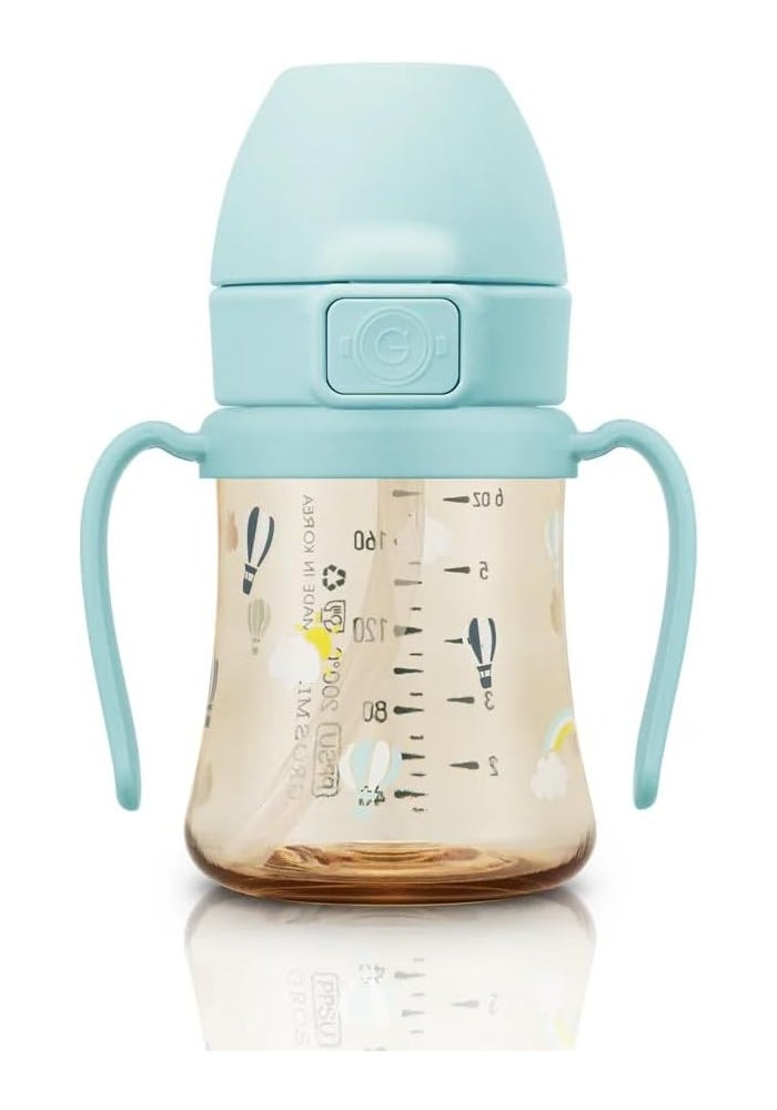 GROSMIMI Flip Top Spill Proof Sippy Cup, PPSU, BPA Free, 6 oz, Stage 2 Straw for Toddlers (Air balloon) - Image 1