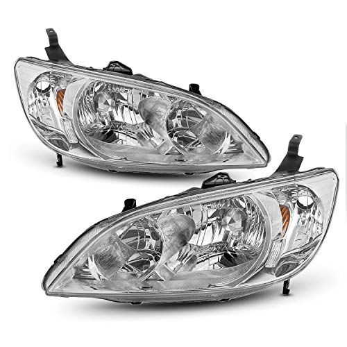 AKKON Fits 2004 2005 Honda Civic Headlights Front Headlamps Pair Direct Replacement - Image 1