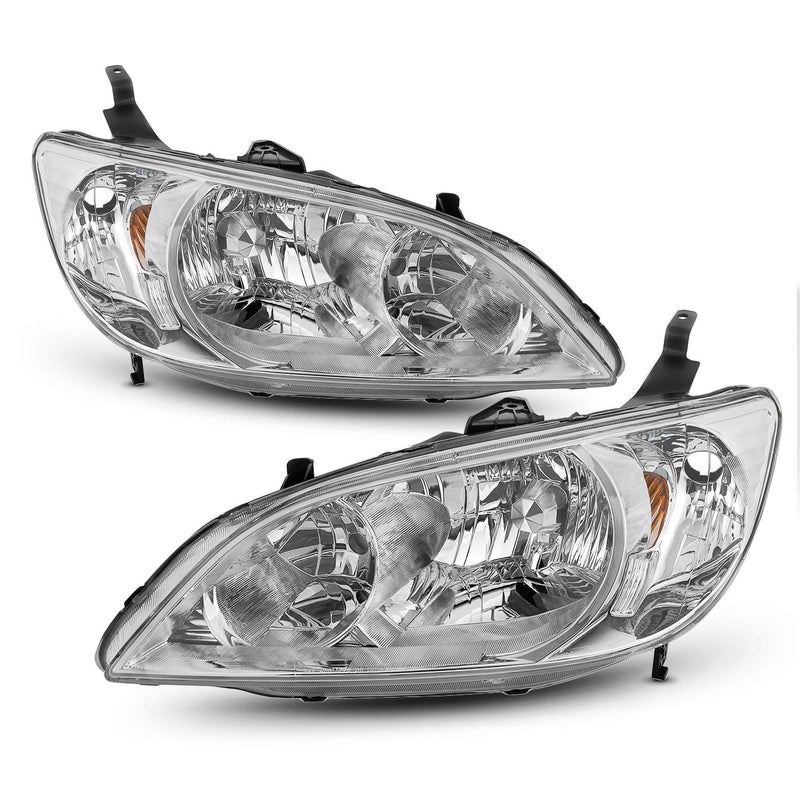 AKKON Fits 2004 2005 Honda Civic Headlights Front Headlamps Pair Direct Replacement - Image 3