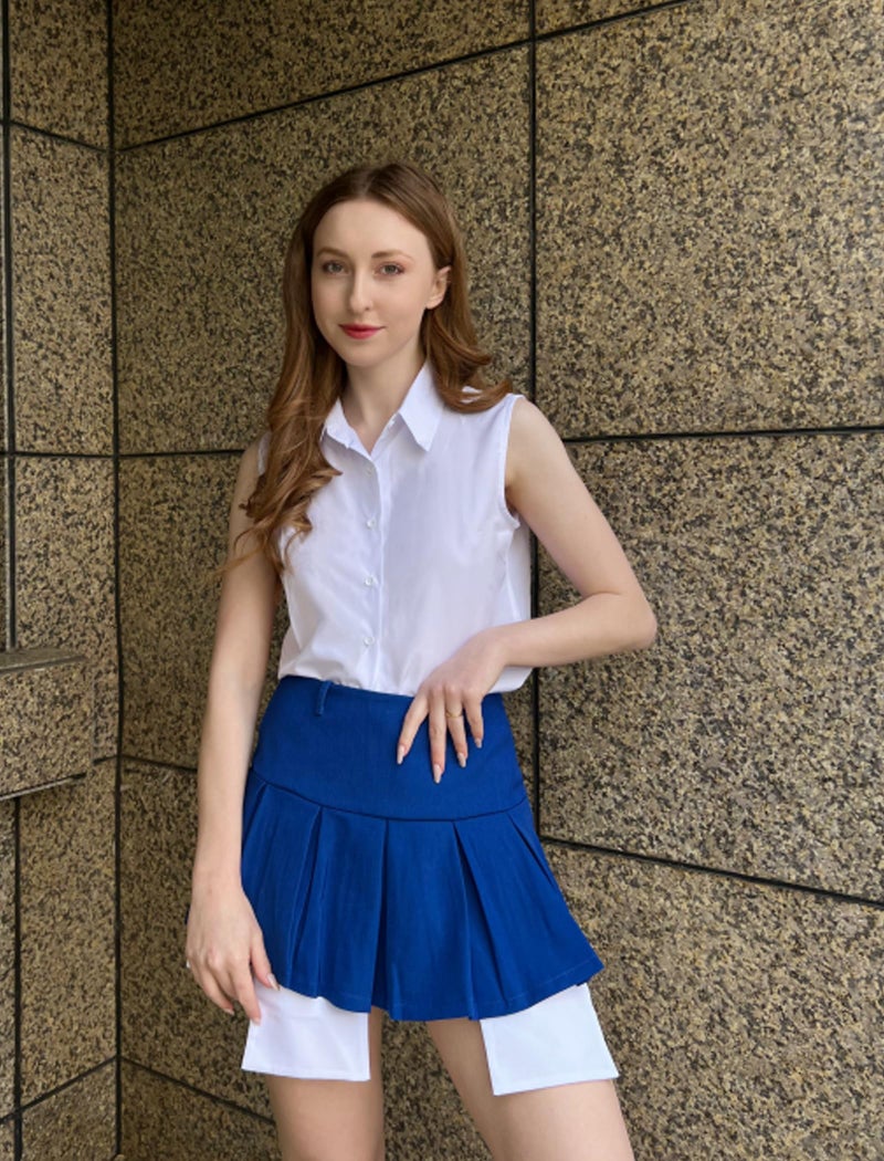 Zeagoo Women's Sleeveless Button Down Shirt Tops Solid Casual Loose Blouse - White White Large - Image 2