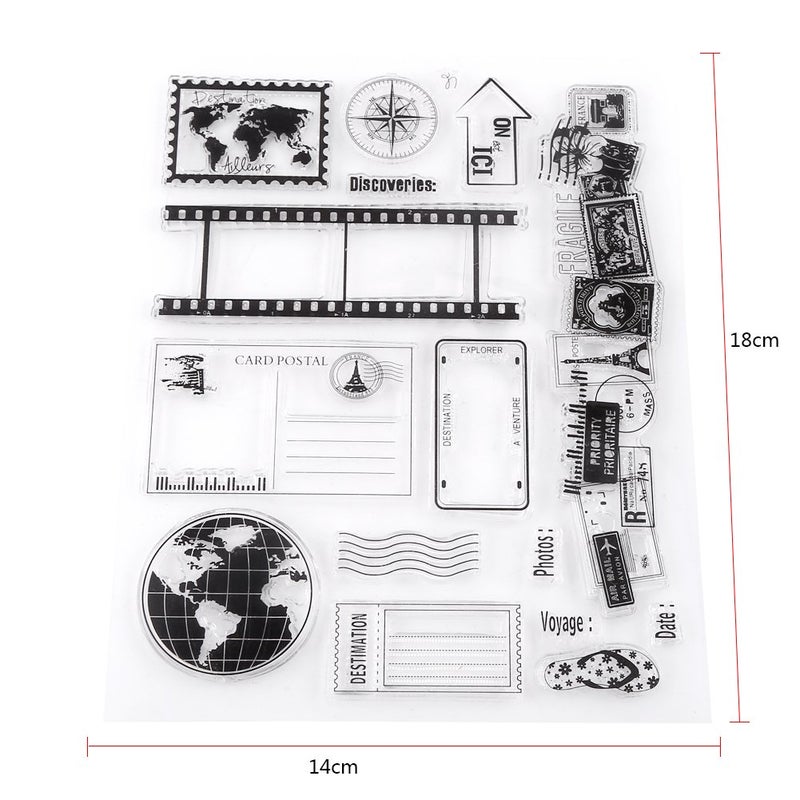 Ejoyous Clear Silicone Stamps Earth Map Travel Theme Patterns Rubber Seal Postage Stamp for Journals Card Making Decoration, Scrapbooking, Scrapping and Journals - Image 4
