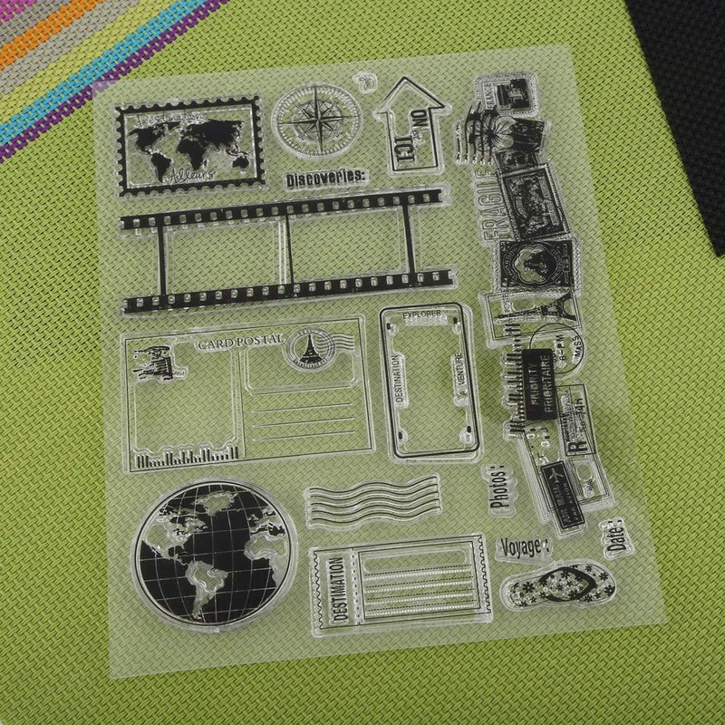 Ejoyous Clear Silicone Stamps Earth Map Travel Theme Patterns Rubber Seal Postage Stamp for Journals Card Making Decoration, Scrapbooking, Scrapping and Journals - Image 3