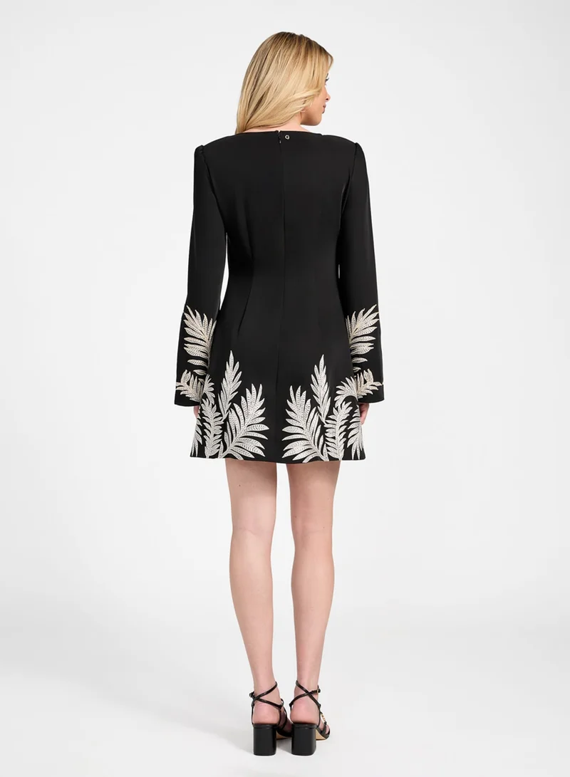 GUESS Long Sleeve  Angele Placed Mini Dress