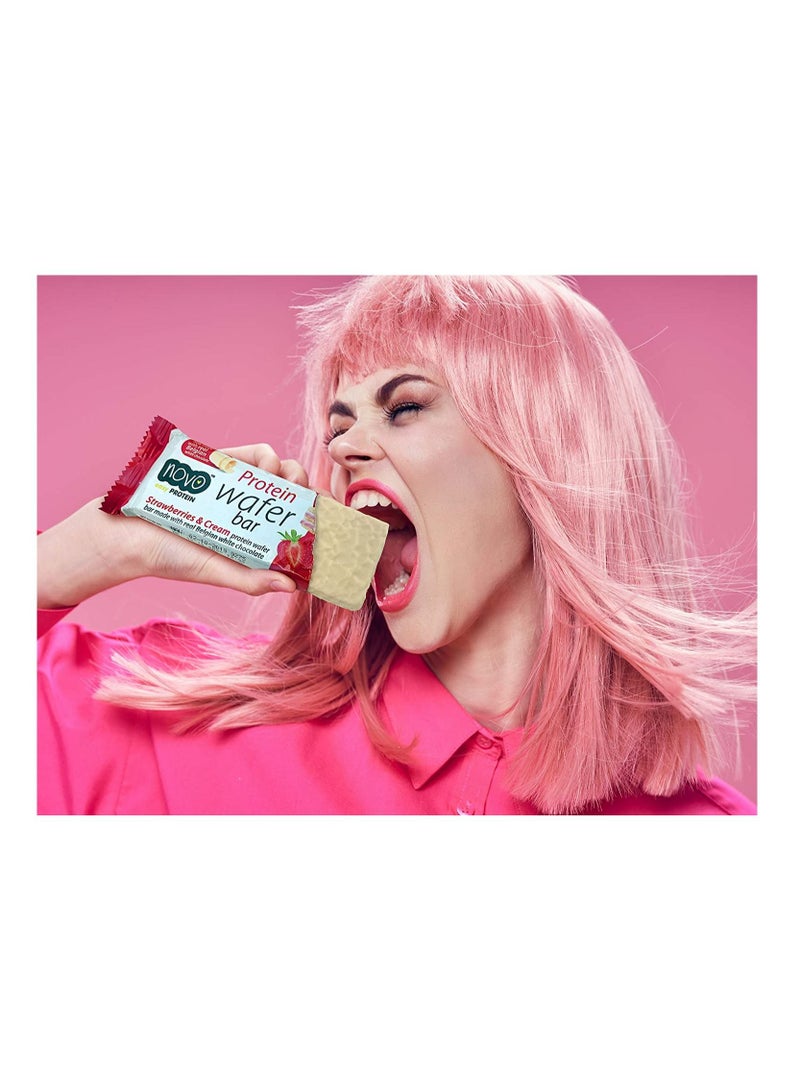 Novo Protein Wafer Bar Strawberries & Cream Flavour Pack of 12 x 40g