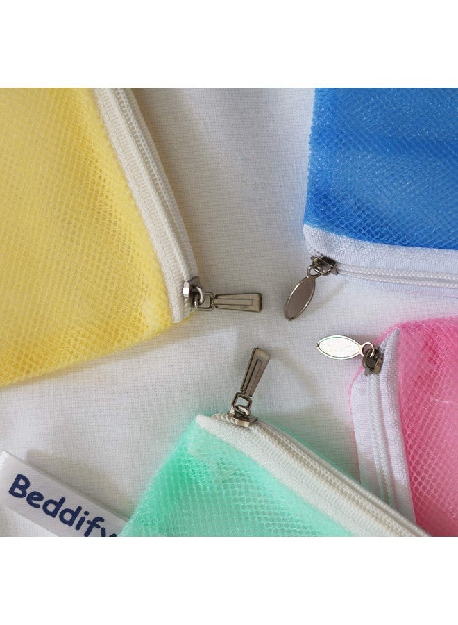 Beddify Set of 12 Reusable Fridge Mesh Fabric Storage Bag for Vegetables and Fruits with Zip Lock (9 X 14 Inches) Multi Color - Image 3
