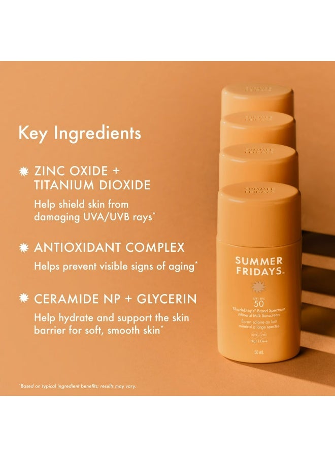 SUMMER FRIDAYS ShadeDrops Broad Spectrum SPF 50 Mineral Milk Sunscreen 50 ml - Image 2