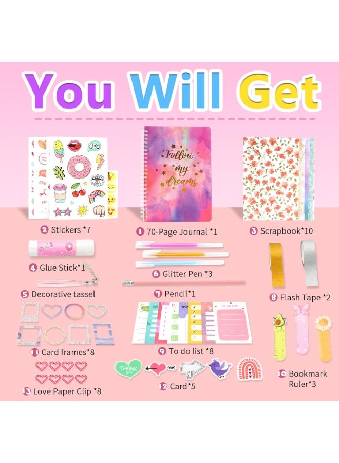FUYAHA DIY Journal Kit, Scrapbooking Supplies Set for Girls 6-13 Years Old - Diary Art Crafts Kit, Birthday Gifts and Toys - Image 1