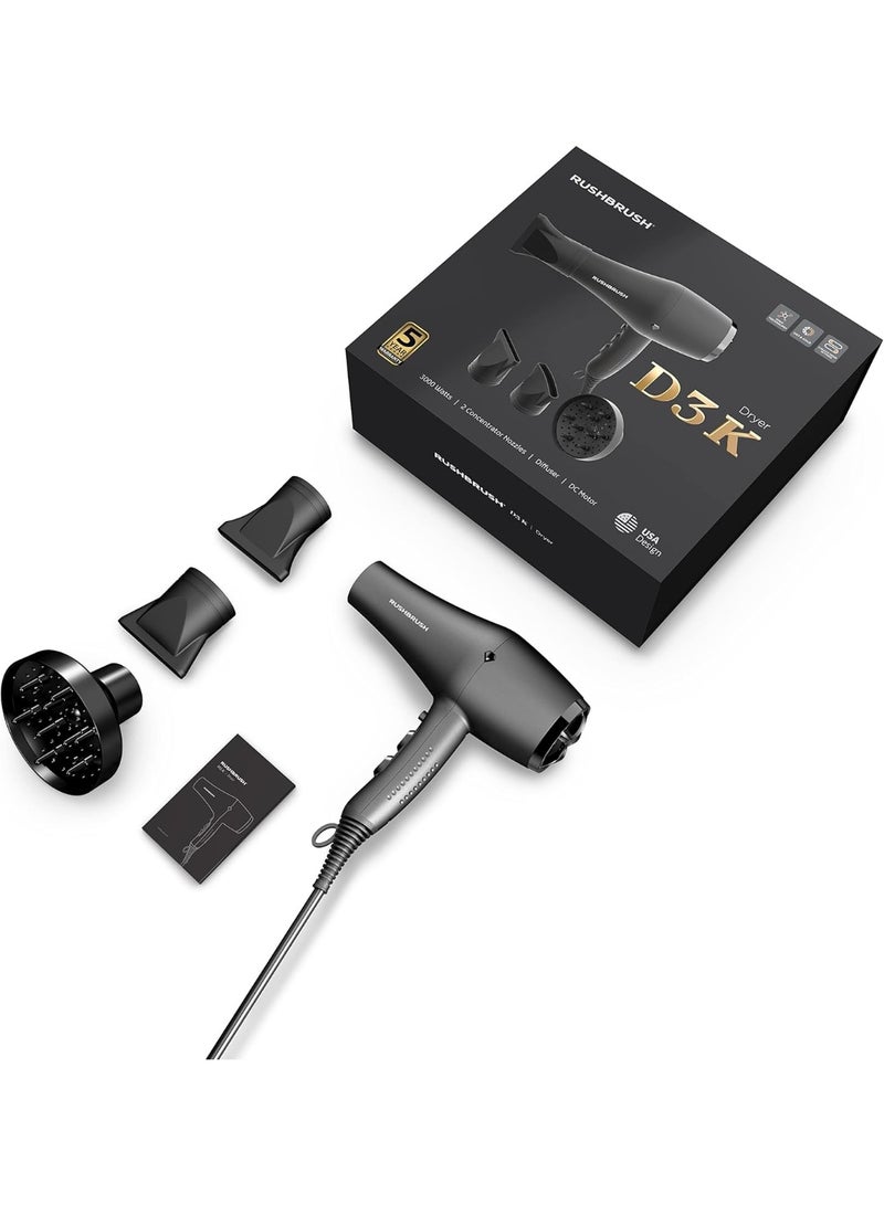 Rush Brush D3K Professional Hair Dryer 3000W