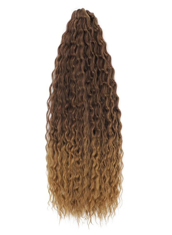 Felek Ocean Wave Crochet Braiding Hair 30inch 3 Packs Ombre Brown Long Water Wave Synthetic Wavy Deep Curly Crochet Braids Hair For Black Women (T4/27) - Image 3