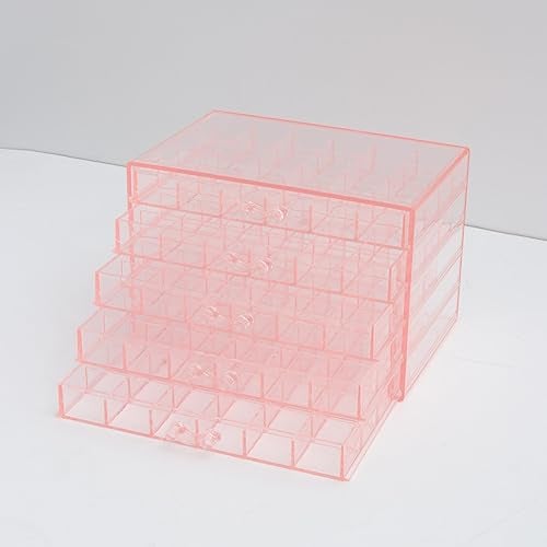 YUFONG Earring Storage Box Organizer, Acrylic Jewelry Storage Box Holder 5 Drawers Transparent Jewelry Display Stand with 120 Small Compartments Gift Boxes for Women Girls (Clear Pink) - Image 5