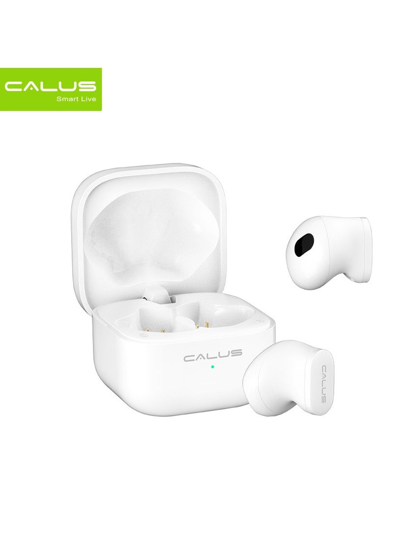 CALUS سماعات أذن بلوتوث لاسلكية صغيرة Calus C9 ذات صوت جهير منخفض وميكروفون مدمج وخاصية إلغاء الضوضاء باللون الأبيض - Image 2