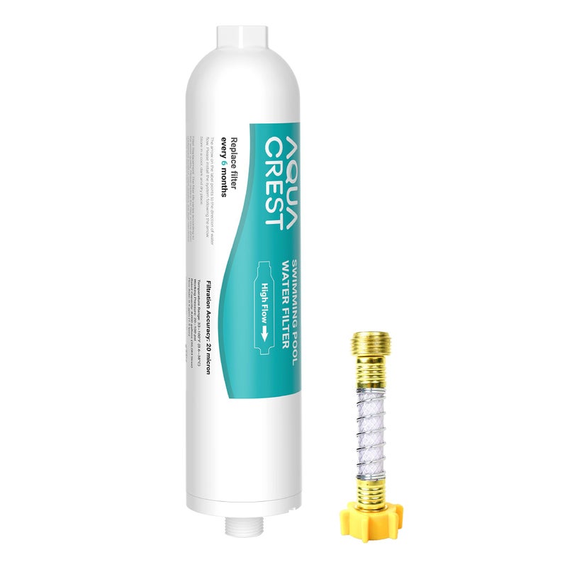 AquaCrest AQUA CREST XLarge RV Water Filter Garden Hose End Pre Filter for Pool Hot Tub Spa Reduces Chlorine Heavy Metals and Odor with Hose Protector Up to 8000 Gallons