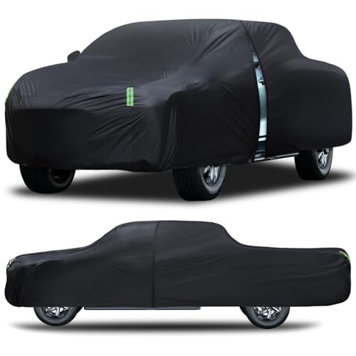 Qualencey Car Cover Waterproof All Weather Full Outdoor Pickup Truck Cover Rain UV Protection, Size T2 Universal Fit for Ford F150 Chevy Silverado Dodge Ram 1500. (Fit Truck Length 221 to 228 inch) - Image 1