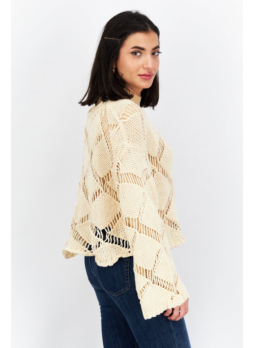 Women Round Neck Knitted Sweaters, Beige - pzsku/Z7BD42E0FBF3F73DBCECCZ/45/_/1739715319/d65973a7-8eb8-49a5-b4ee-d5d8b07f3c0b