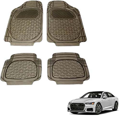 Autokaar PVC Car Foot Mat Universal Fit | Waterproof, Washable Anti-Slip Complete Floor Mat Compatible with Audi A6 (Set of 4, Smoke) - Image 3