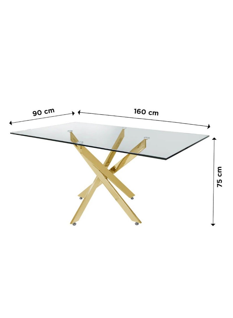 VANITY LIVING Davos Gold Large 4-Seater Dining Table Set – Elegant Table with Milan Cream Upholstered Chairs - Image 3