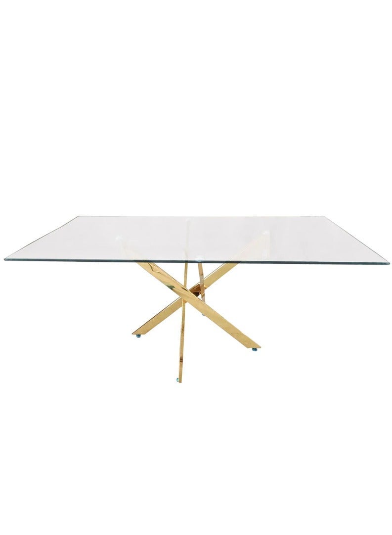 VANITY LIVING Davos Gold Large 4-Seater Dining Table Set – Elegant Table with Milan Cream Upholstered Chairs - Image 5