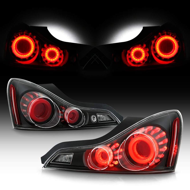 ACANII For 20082015 Infiniti G37 Q60 Coupe Black Housing 3D LED Tube Tail Lights Brake Lamps Assembly LeftRight