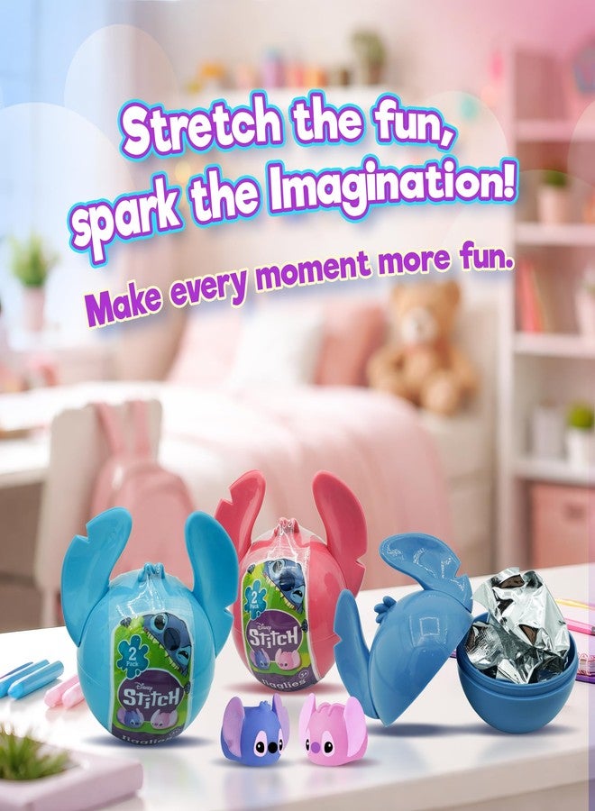 JA-RU Disney Stitch Jiggly Squishy Surprise UNbox Easter Egg | 3 Units with 2 Jigglies Each | Stretchy & Squeezy Sensory Fidget Toy | Includes Blue & Pink Stitch Figures. 7840-3 - Image 5
