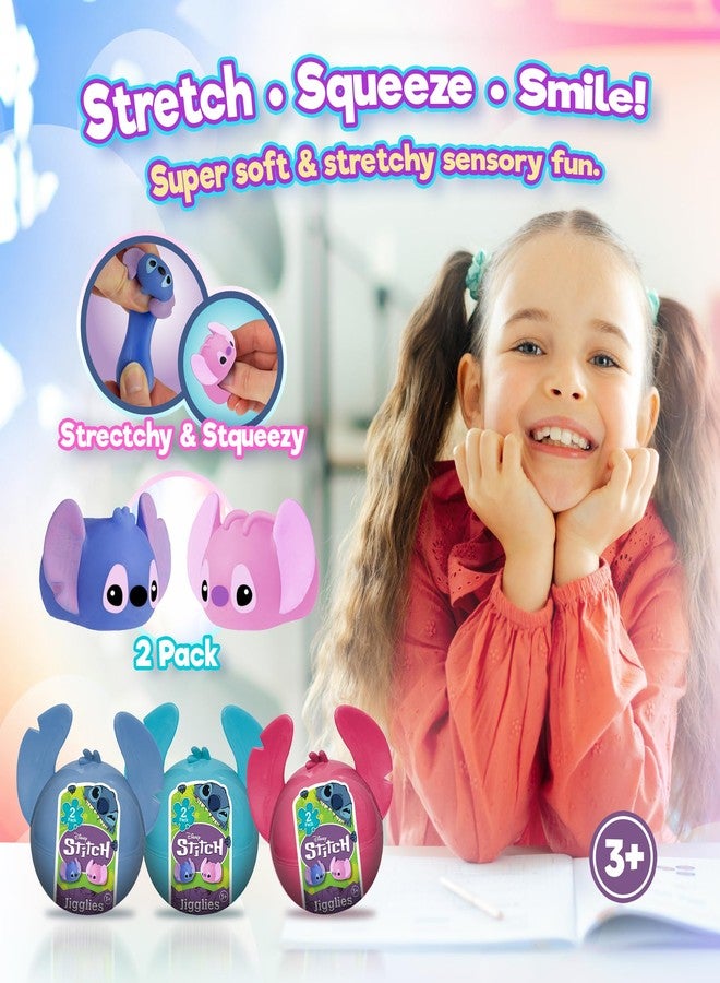 JA-RU Disney Stitch Jiggly Squishy Surprise UNbox Easter Egg | 3 Units with 2 Jigglies Each | Stretchy & Squeezy Sensory Fidget Toy | Includes Blue & Pink Stitch Figures. 7840-3 - Image 2