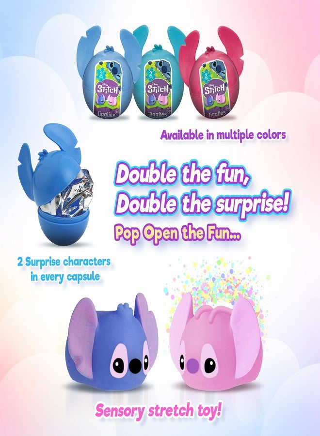 JA-RU Disney Stitch Jiggly Squishy Surprise UNbox Easter Egg | 3 Units with 2 Jigglies Each | Stretchy & Squeezy Sensory Fidget Toy | Includes Blue & Pink Stitch Figures. 7840-3 - Image 3