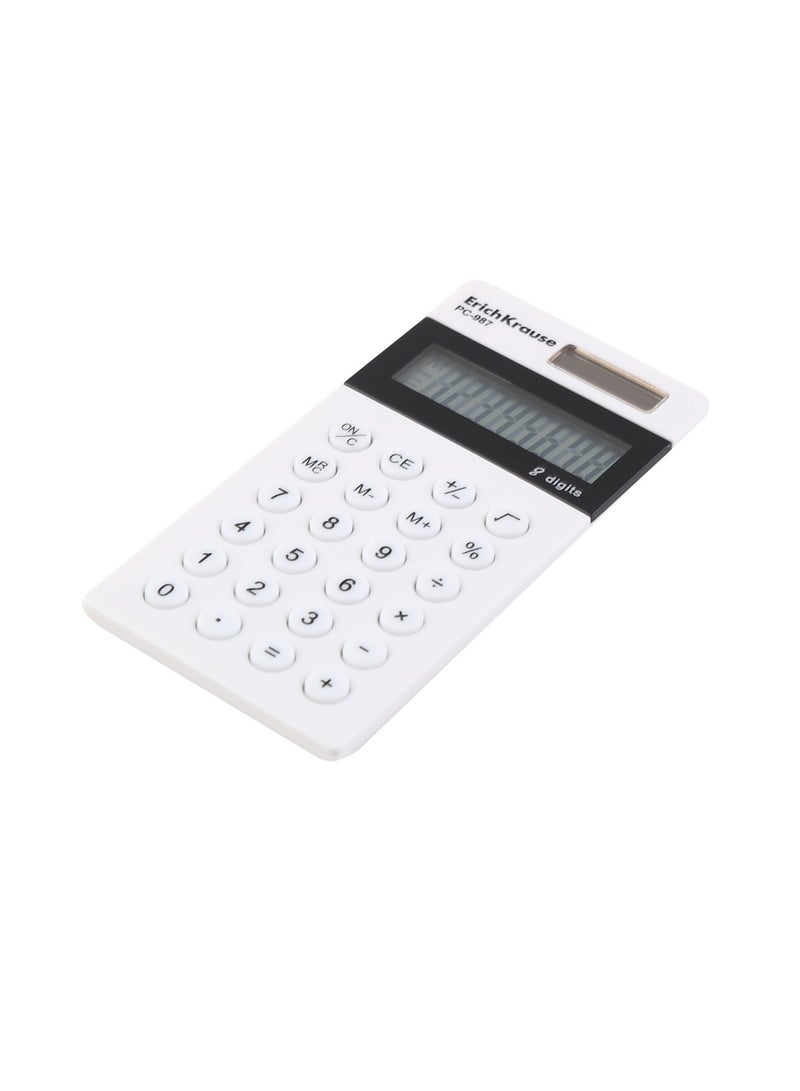 ErichKrause 8-Digit Pocket Size Calculator With Dual Power White Body - Image 2