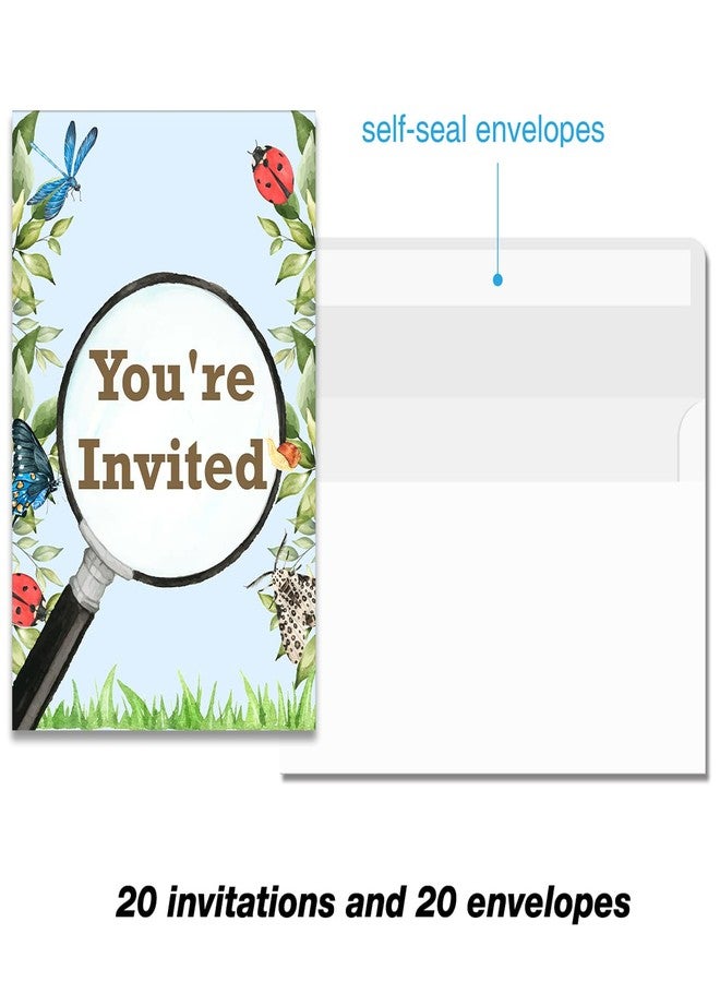 Soiceu Boy Bug Birthday Invitations with Envelopes Set of 20 Bug Scavenger Hunt Insect Birthday Party Invites Fill in Blank - Image 3