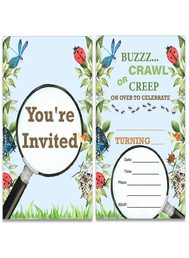 Soiceu Boy Bug Birthday Invitations with Envelopes Set of 20 Bug Scavenger Hunt Insect Birthday Party Invites Fill in Blank - Image 1