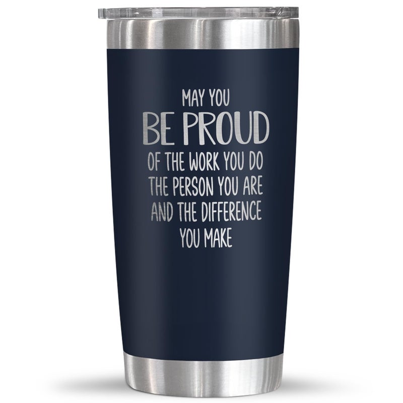 OASSIE Thank You Gifts for Men Women - Proud of You 20oz Stainless Steel Insulated Coffee Tumbler - Employee Appreciation Gifts for Coworkers Birthday Retirement Gift for Boss Teacher Valentine Gift - Image 1