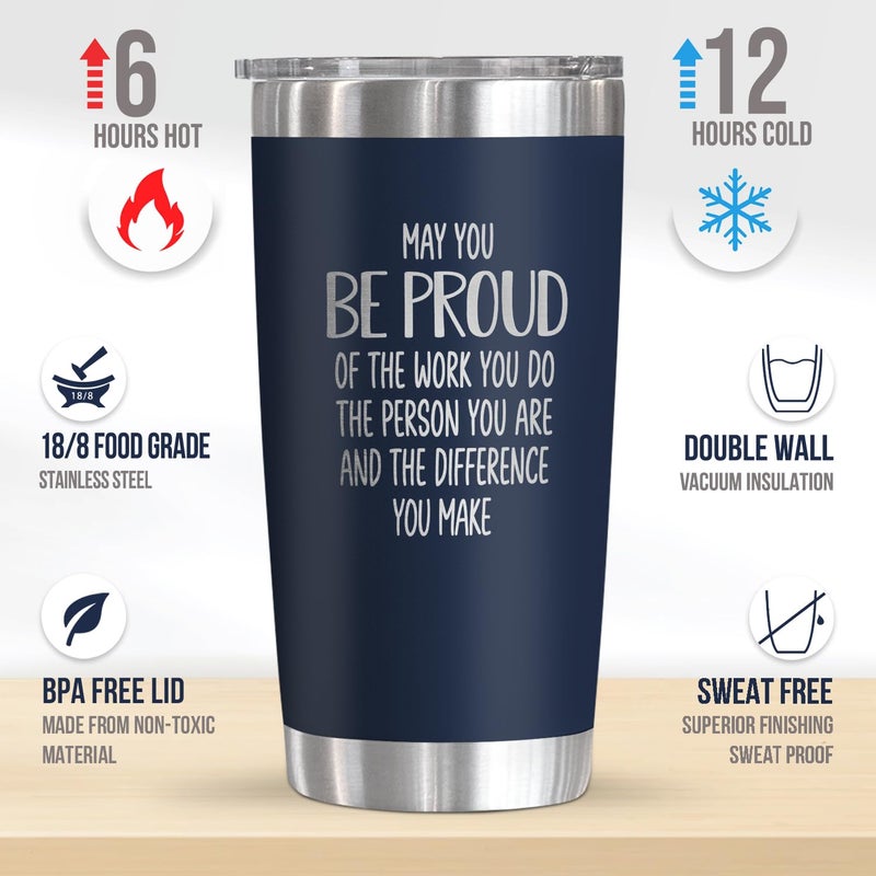 OASSIE Thank You Gifts for Men Women - Proud of You 20oz Stainless Steel Insulated Coffee Tumbler - Employee Appreciation Gifts for Coworkers Birthday Retirement Gift for Boss Teacher Valentine Gift - Image 2